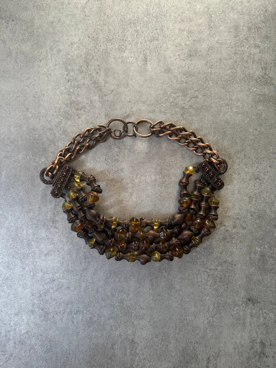 SS1994 Jean Paul Gaultier Masai Platinum Bronze & Amber Resin Necklace - Image 6