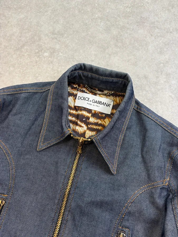 SS1996 Dolce & Gabbana Navy Multi-Pocket Denim Jacket - Image 6