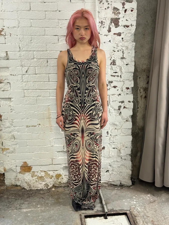 SS1996 Jean Paul Gaultier Tribal Maori Tattoo Dress - Image 5