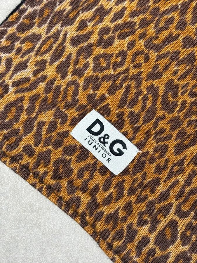SS1999 Dolce & Gabbana Brown Wool Leopard Scarf - Image 4