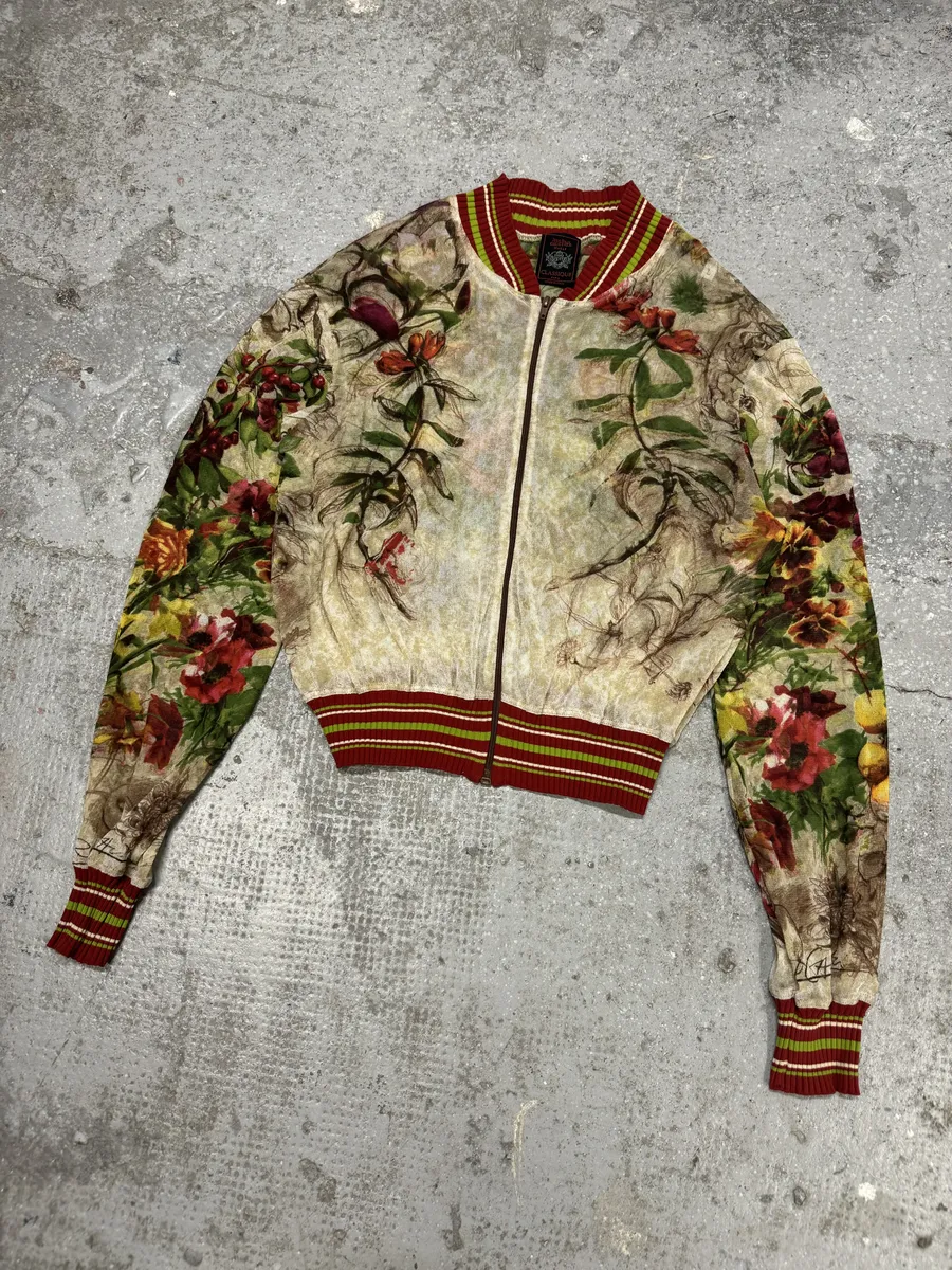 SS1999 Jean Paul Gaultier Mesh Floral Spring Zip-up Jacket - Image 4