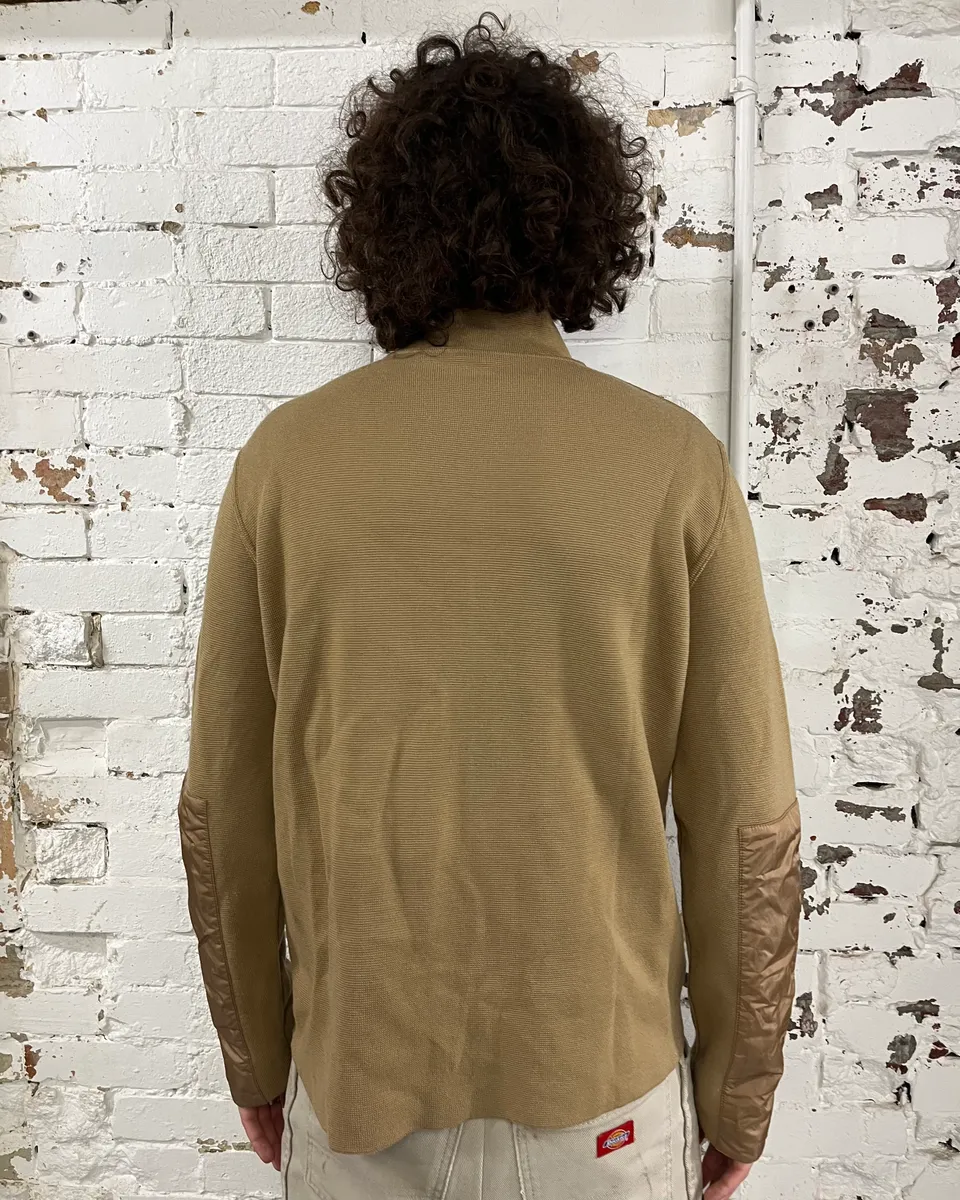 SS1999 Prada Beige Wool Elbow Patch Zip-Up Sweater - Image 3