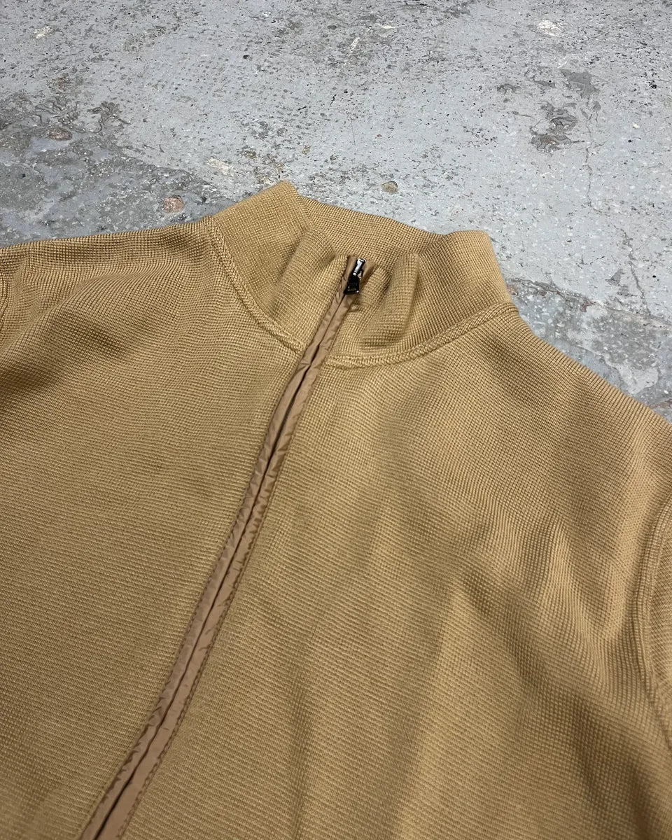 SS1999 Prada Beige Wool Elbow Patch Zip-Up Sweater - Image 5