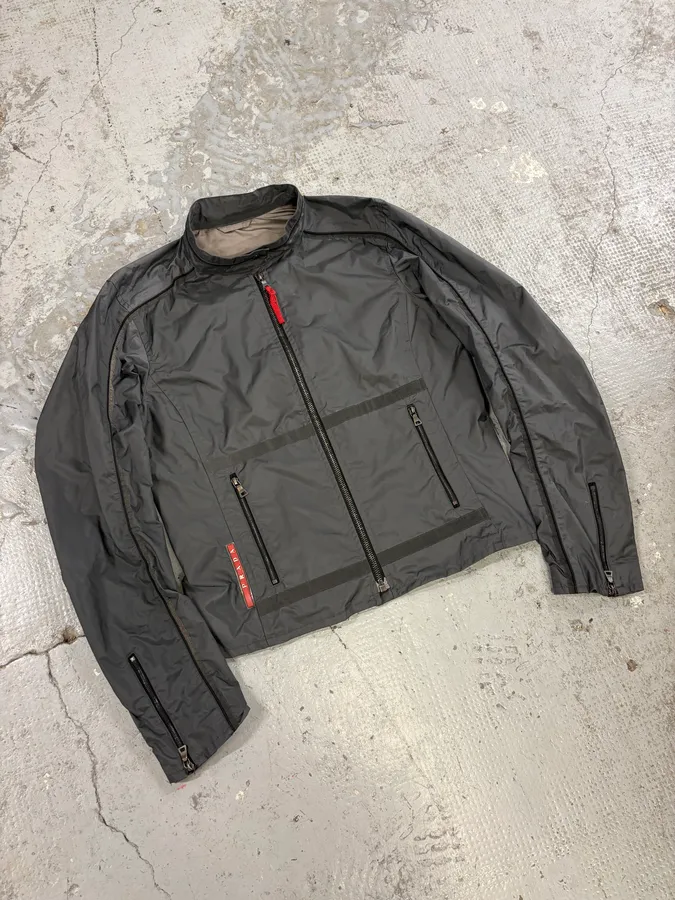 SS1999 Prada Grey Linea Rossa Nylon Jacket - Image 4
