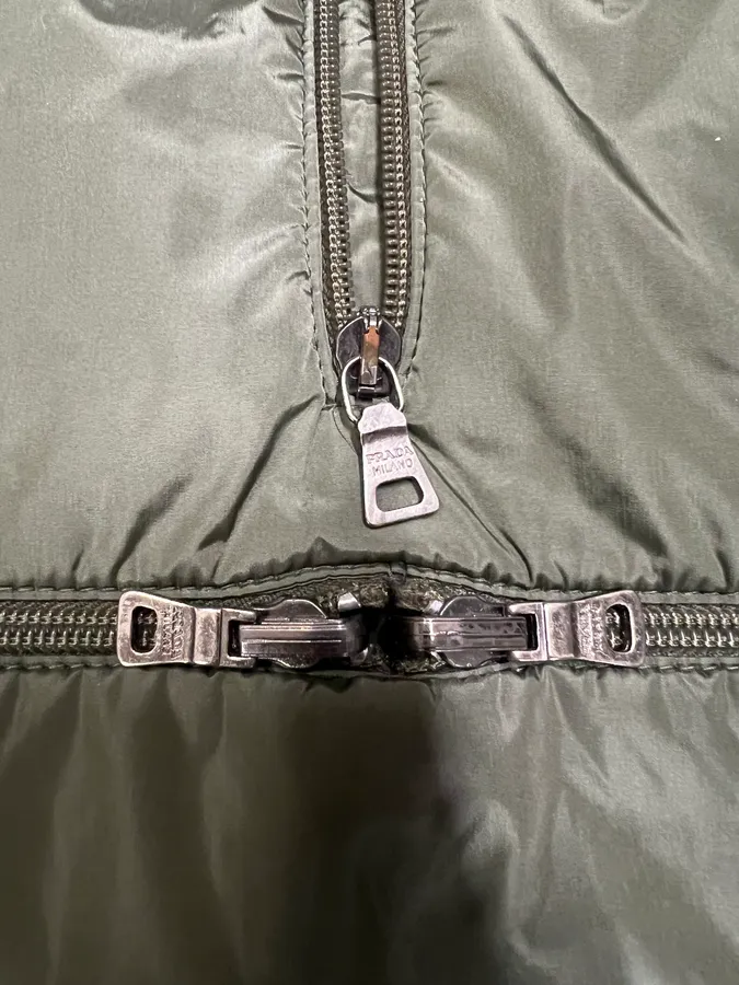 SS1999 Prada Multi Zips Ninja Hooded Olive Nylon Vest - Image 5