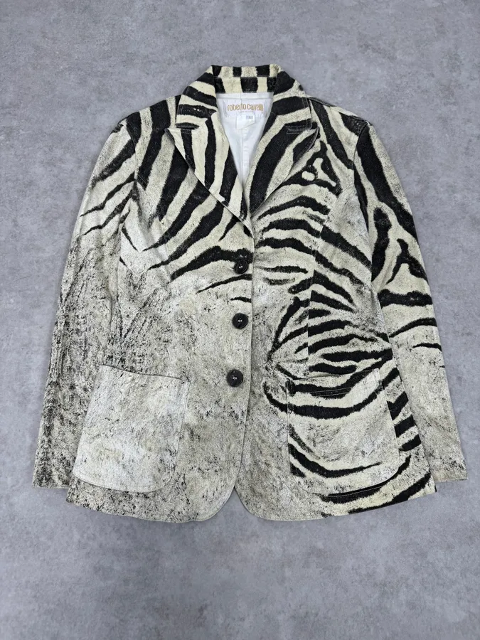 SS1999 Roberto Cavalli Zebra Marble White Blazer Jacket - Image 3