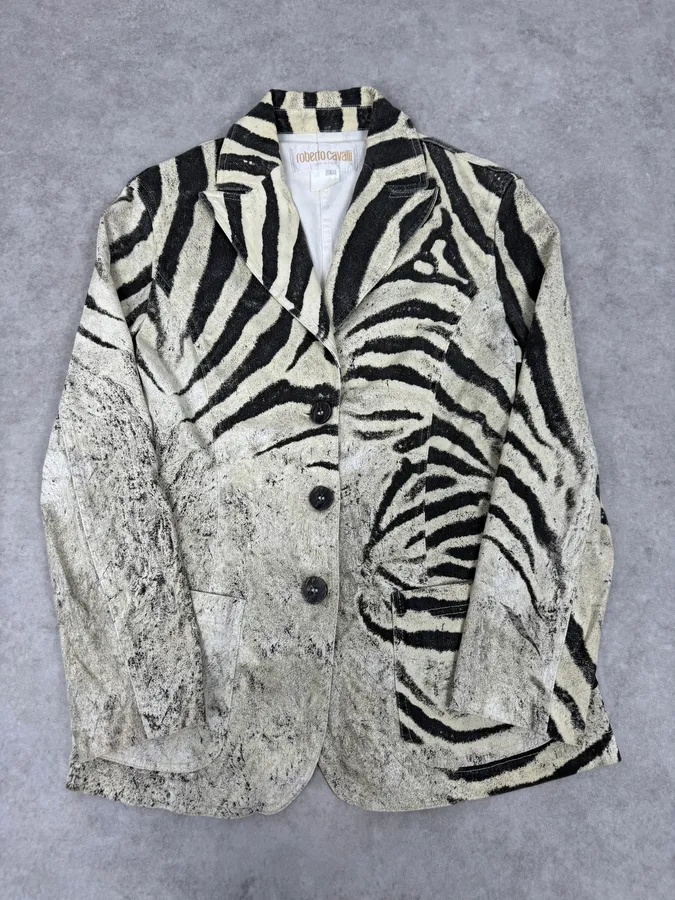 SS1999 Roberto Cavalli Zebra Marble White Blazer Jacket - Image 8