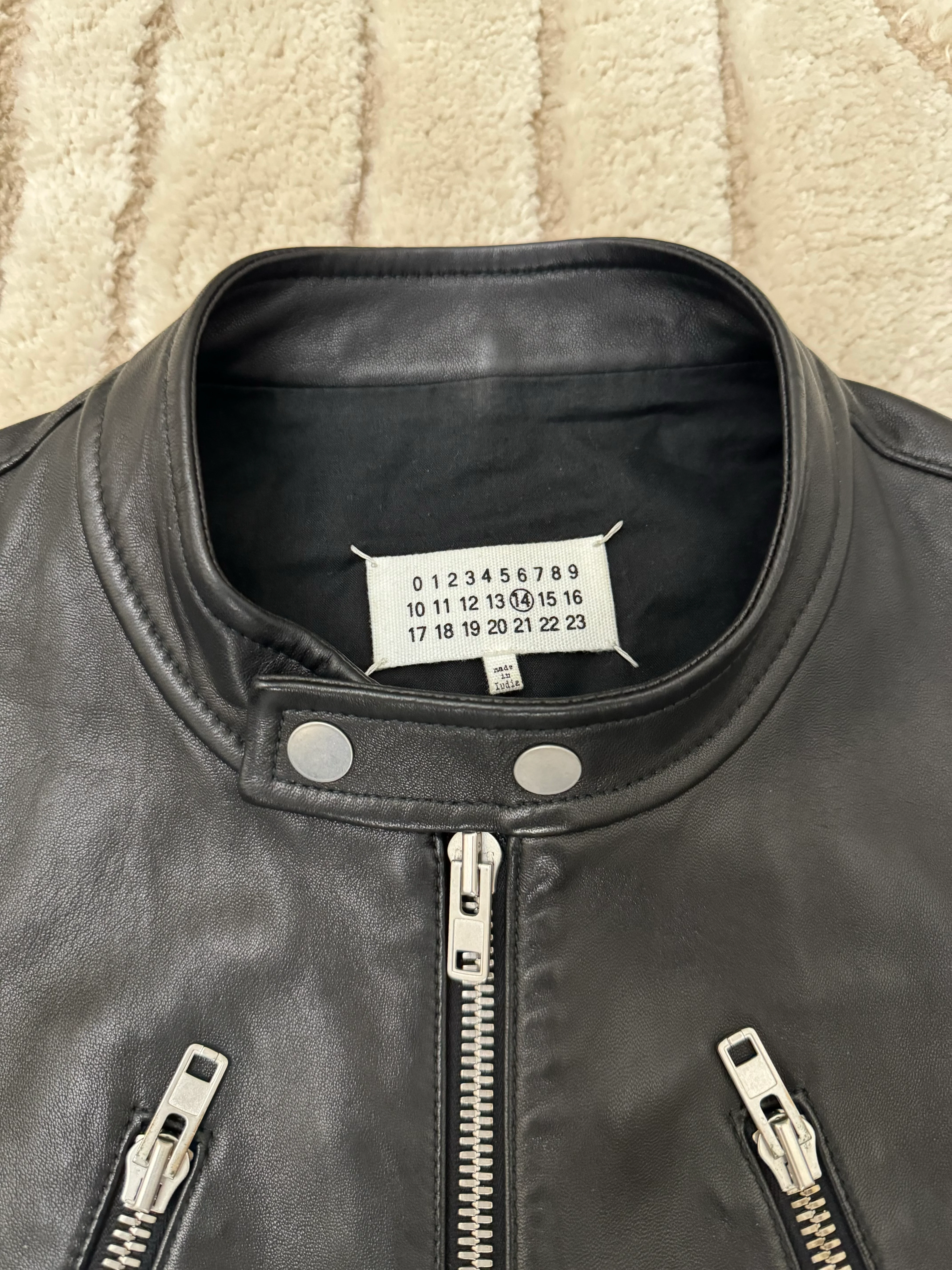 SS20 Maison Margiela 5-Zip Black Leather Jacket - Image 3