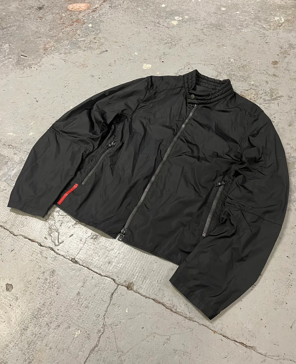 SS2000 Prada Biker Black Nylon Padded Jacket - Image 5