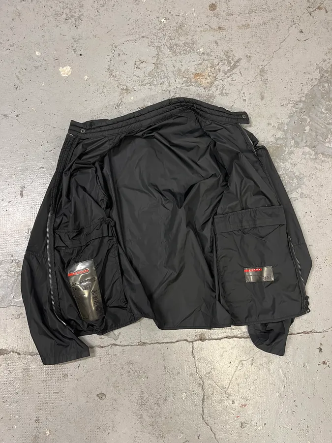 SS2000 Prada Biker Black Nylon Padded Jacket - Image 9