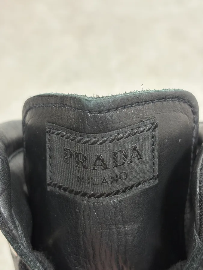 SS2000 Prada Black Leather Ankle Metallic Boots - Image 9