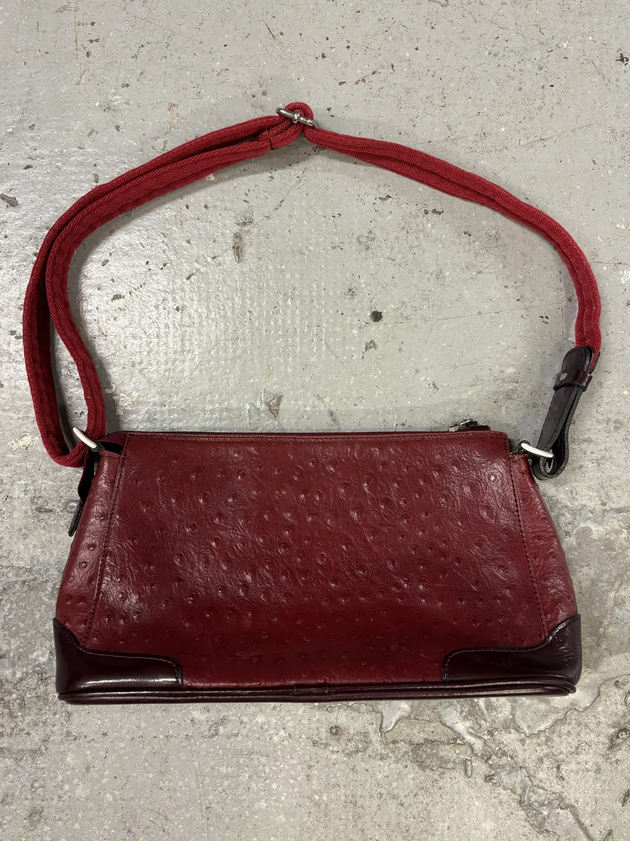 SS2000 Prada Burgundy Ostrich Leather Handle Bag - Image 2