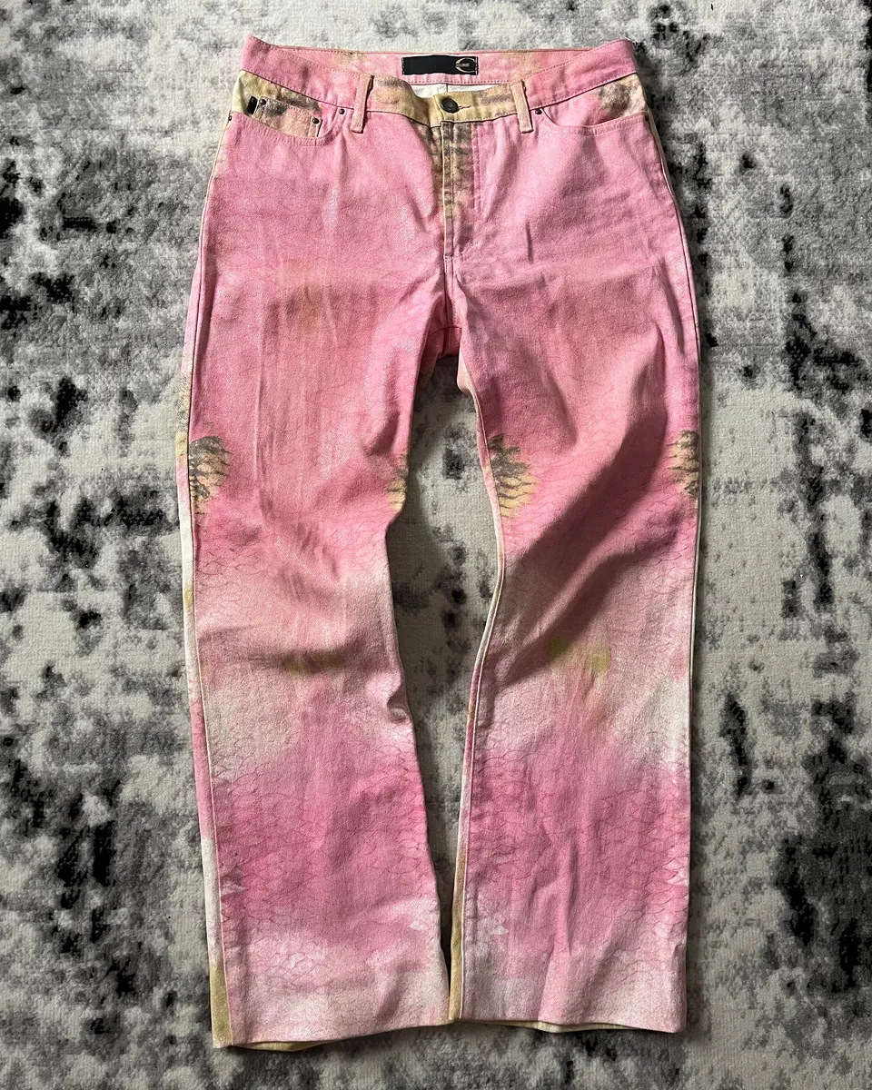 SS2001 Cavalli Pink Hybrid Snakeskin Bees Pants - Image 2