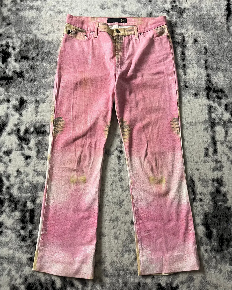 SS2001 Cavalli Pink Hybrid Snakeskin Bees Pants - Image 6