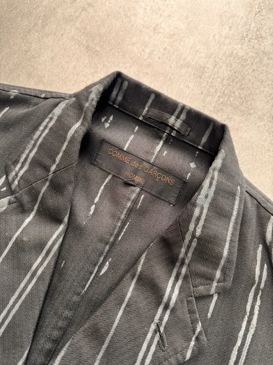 SS2001 Comme Des Garçons Homme Stripes Printed Suit Jacket - Image 3
