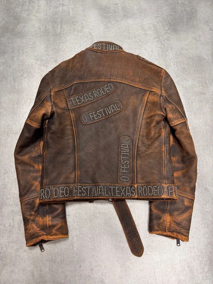 SS2001 Dolce & Gabbana Rodeo Studded Aged Leather Jacket - Image 3