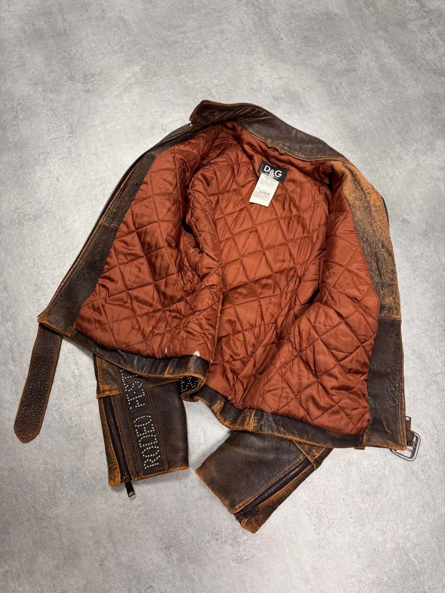 SS2001 Dolce & Gabbana Rodeo Studded Aged Leather Jacket - Image 7
