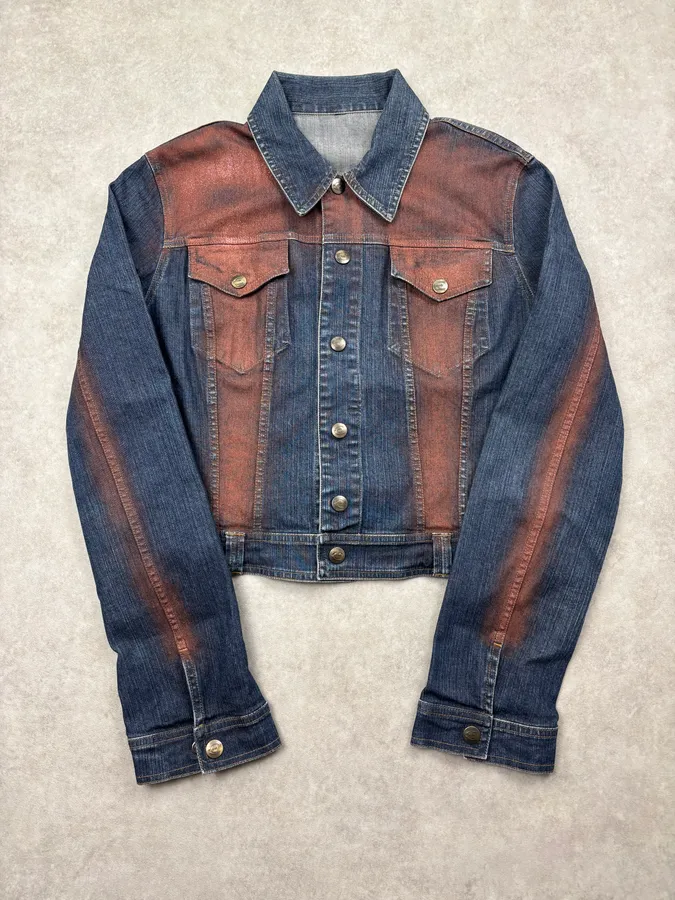 SS2001 Just Cavalli Two-Tone Denim Color Block Denim Jacket - Image 3