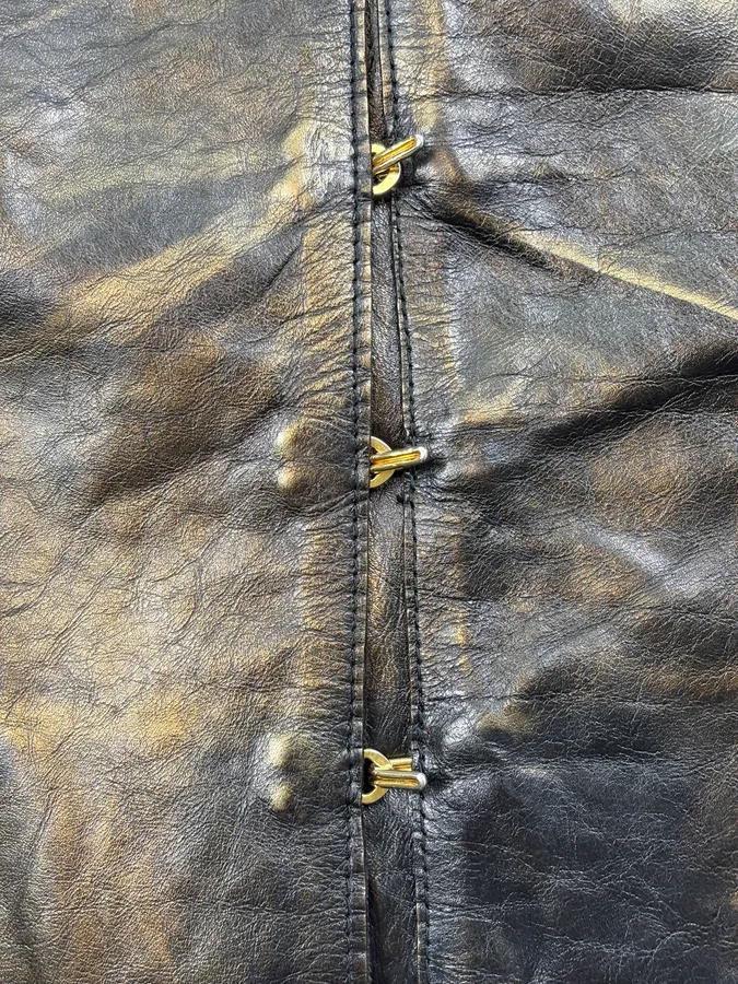 SS2001 Roberto Cavalli Black & Gold Patina Leather Biker Jacket - Image 10