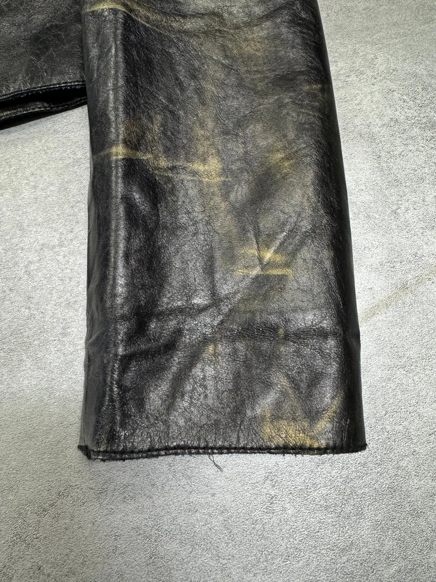 SS2001 Roberto Cavalli Black & Gold Patina Leather Biker Jacket - Image 7