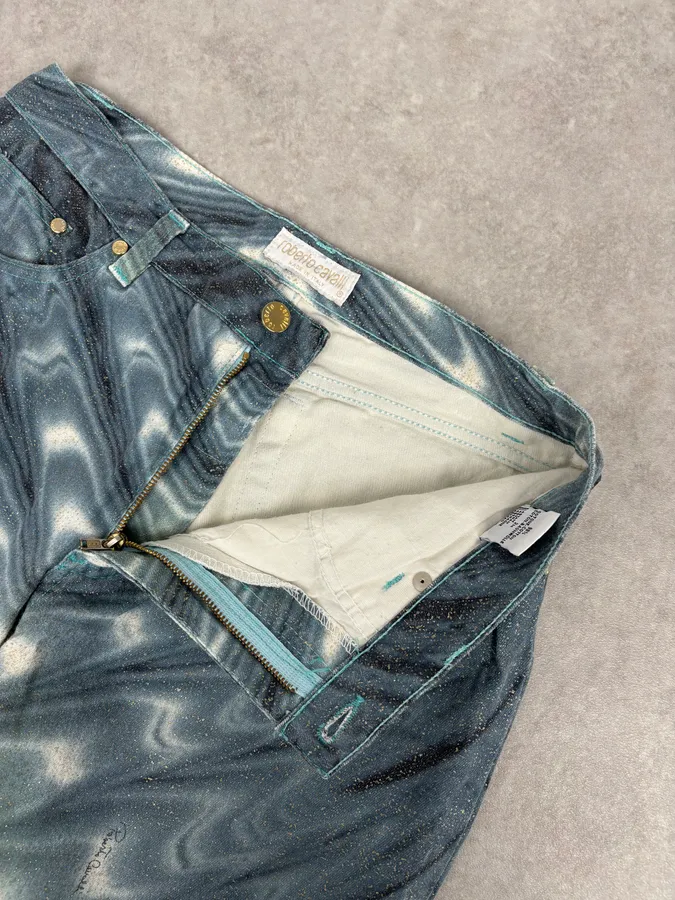 SS2001 Roberto Cavalli Blue Denim Glitter Gradient Jeans - Image 9