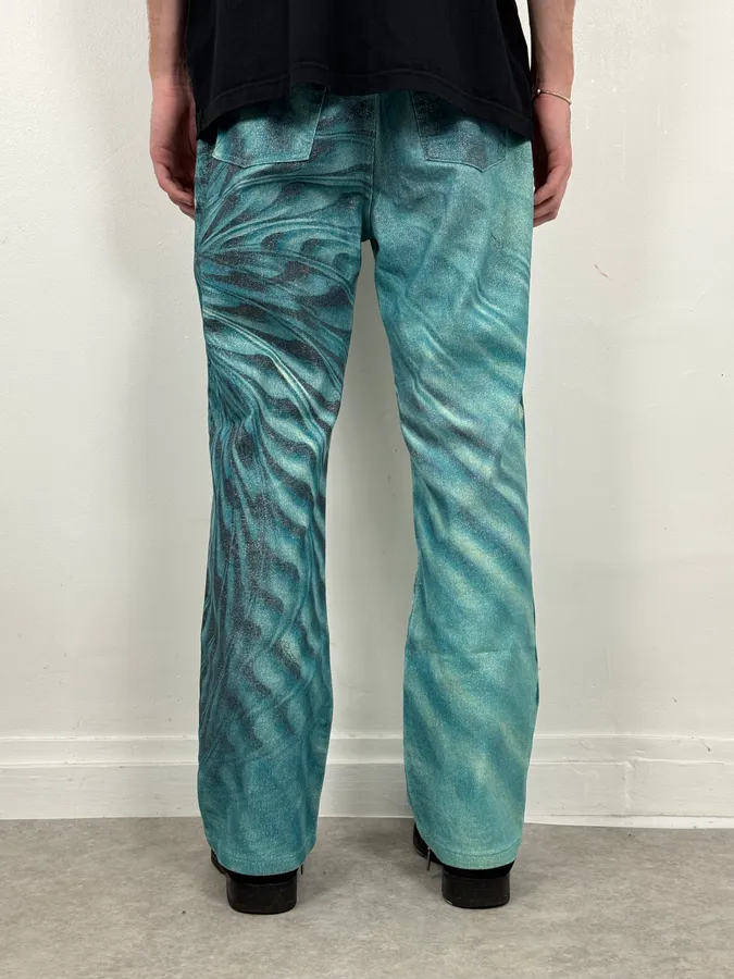 SS2001 Roberto Cavalli Blue Pixel Hallucination Pants - Image 6