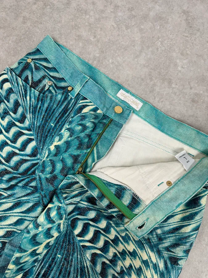 SS2001 Roberto Cavalli Blue Pixel Hallucination Pants - Image 8