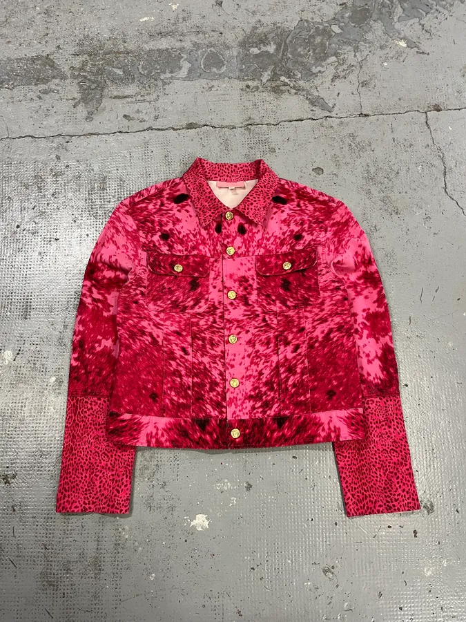 SS2001 Roberto Cavalli Pink Fur Print Movement Jacket - Image 3