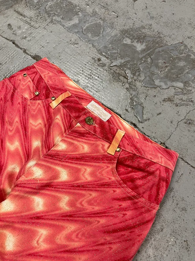 SS2001 Roberto Cavalli Pink & Yellow Tie-Dye Psycho Pants - Image 7