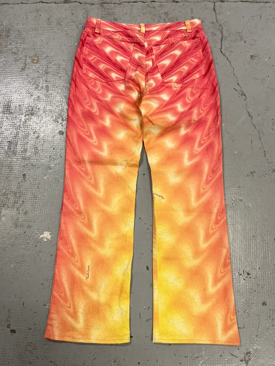 SS2001 Roberto Cavalli Pink & Yellow Tie-Dye Psycho Pants - Image 8