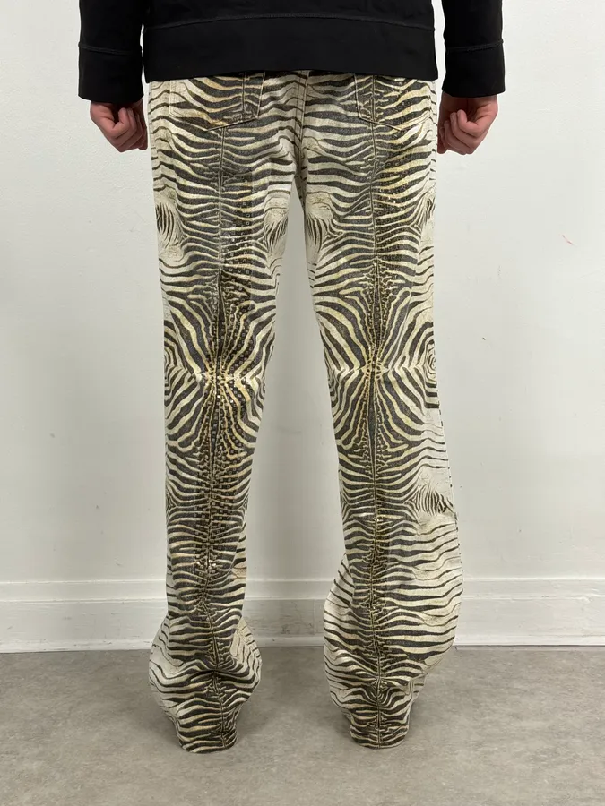 SS2001 Roberto Cavalli Zebra Print White Pants - Image 3