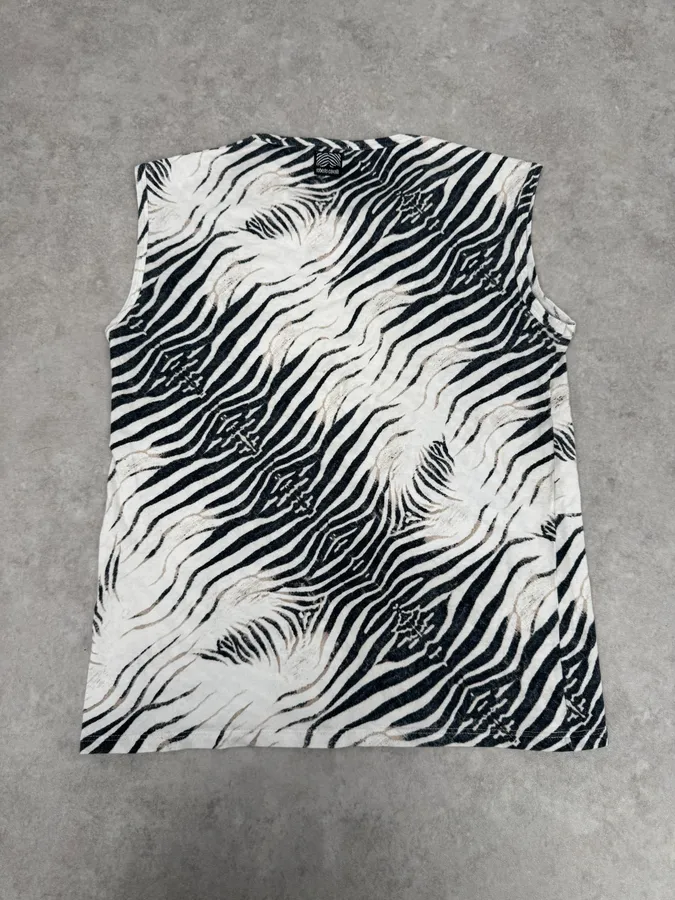 SS2001 Roberto Cavalli Zebra Safari White Tank Top - Image 5