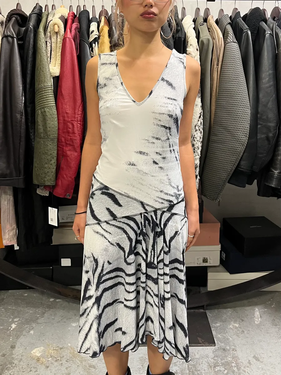 SS2002 Cavalli Black & White Safari Zebra Dress - Image 2