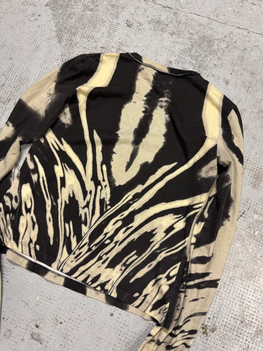 SS2002 Cavalli Black & White V Neck Longsleeves Top - Image 2