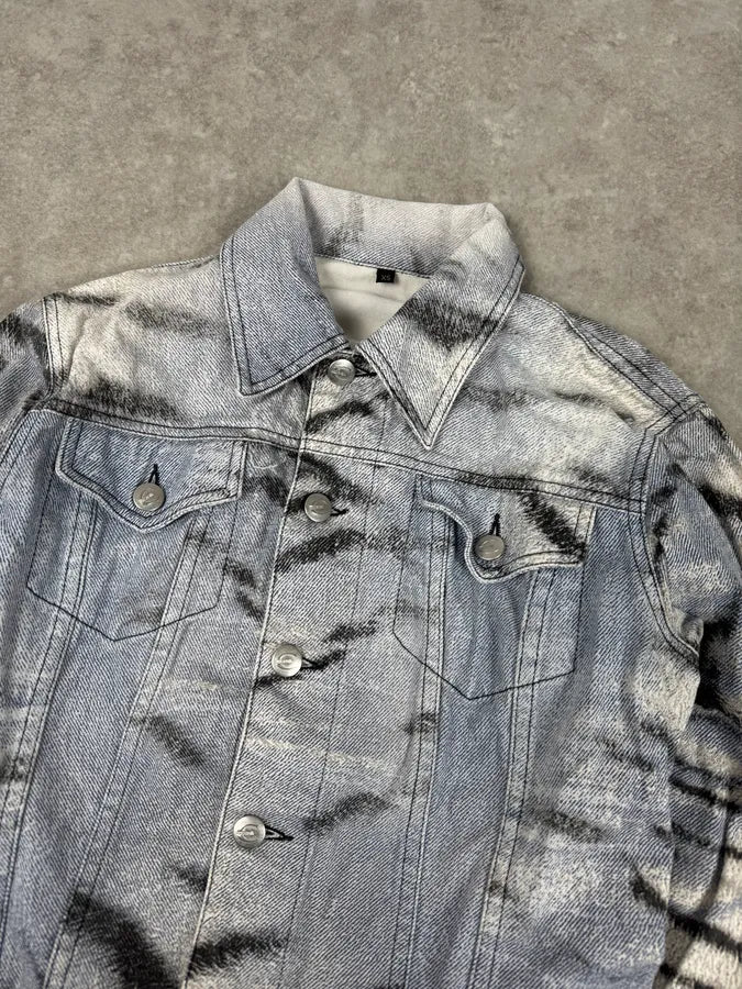 SS2002 Cavalli Blue & White Zebra Savage Denim Jacket - Image 5