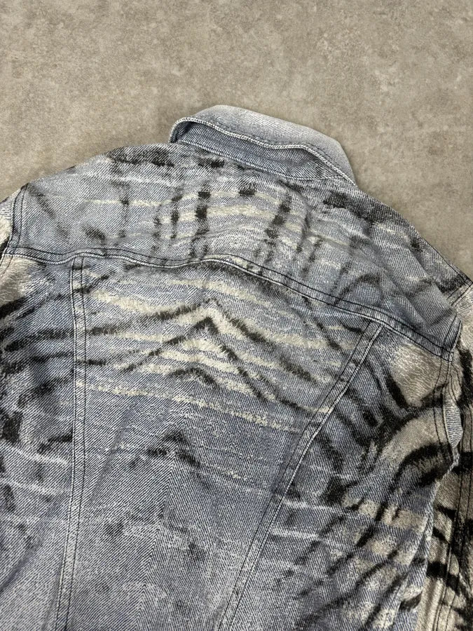 SS2002 Cavalli Blue & White Zebra Savage Denim Jacket - Image 6