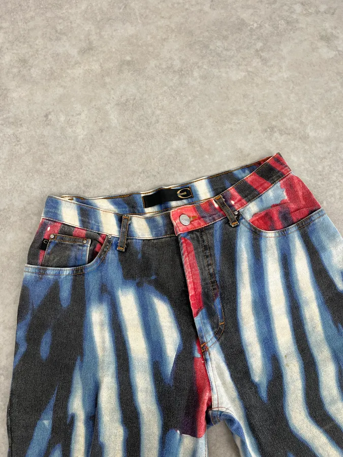 SS2002 Cavalli Hallucination Navy Abstract Flower Tie-Dye Pants - Image 6