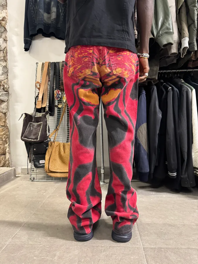 SS2002 Cavalli Red Evil Hallucination Pants - Image 5