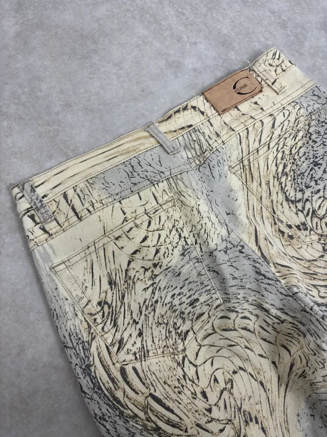 SS2002 Cavalli Sand Yellow & Grey Crocodile Effect Pants - Image 9