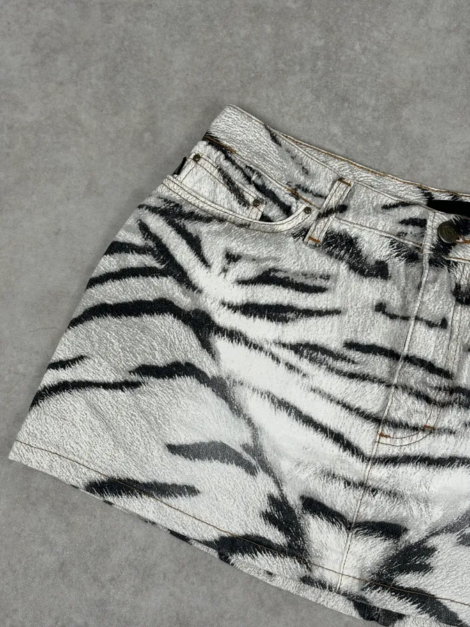 SS2002 Cavalli White & Black Savage Zebra Skirt - Image 5