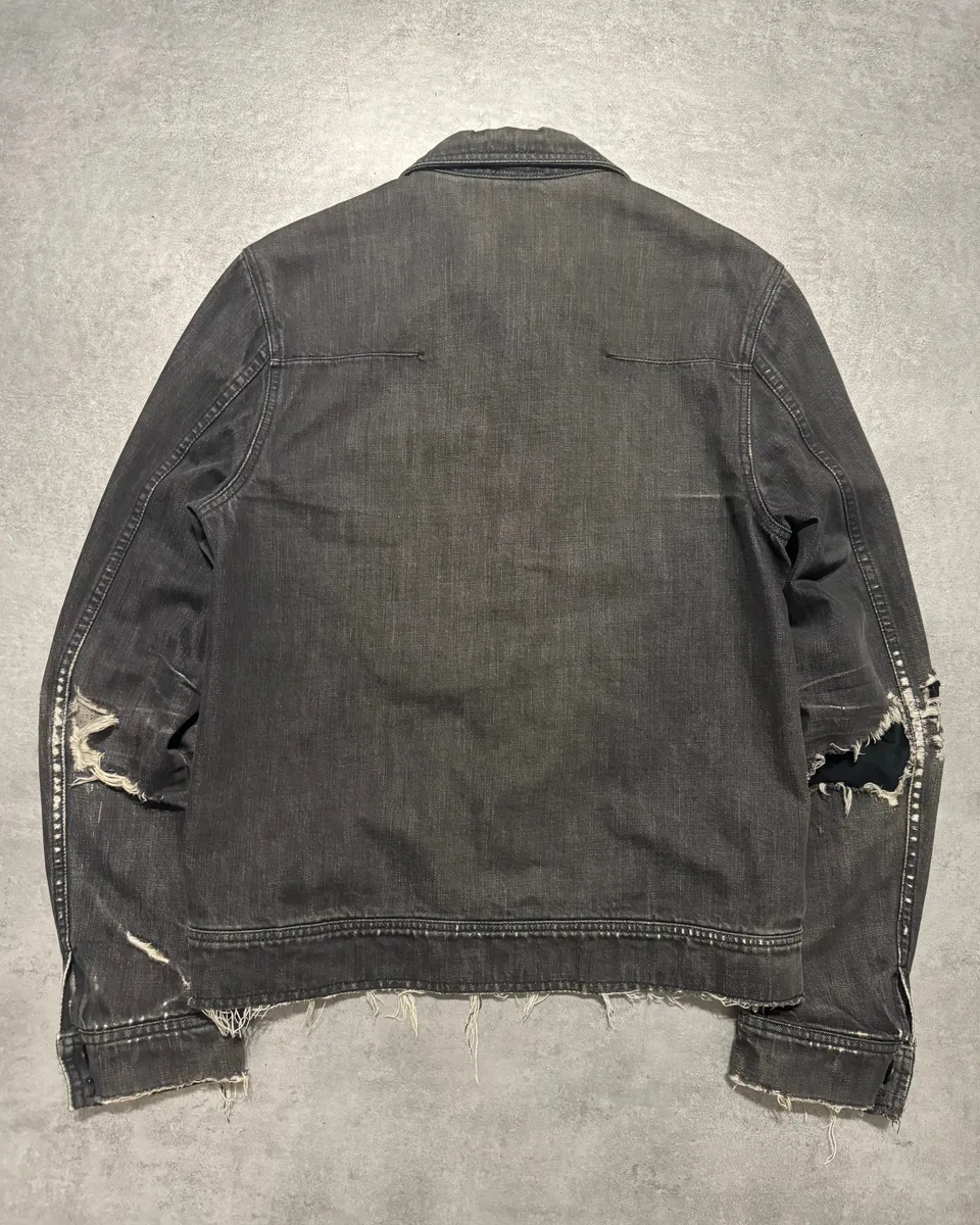 SS2002 Dior Distressed Grey Buttoned Denim Jacket - Image 3