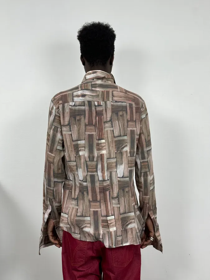SS2002 Dolce & Gabbana Beige & Brown Abstract Shirt - Image 4