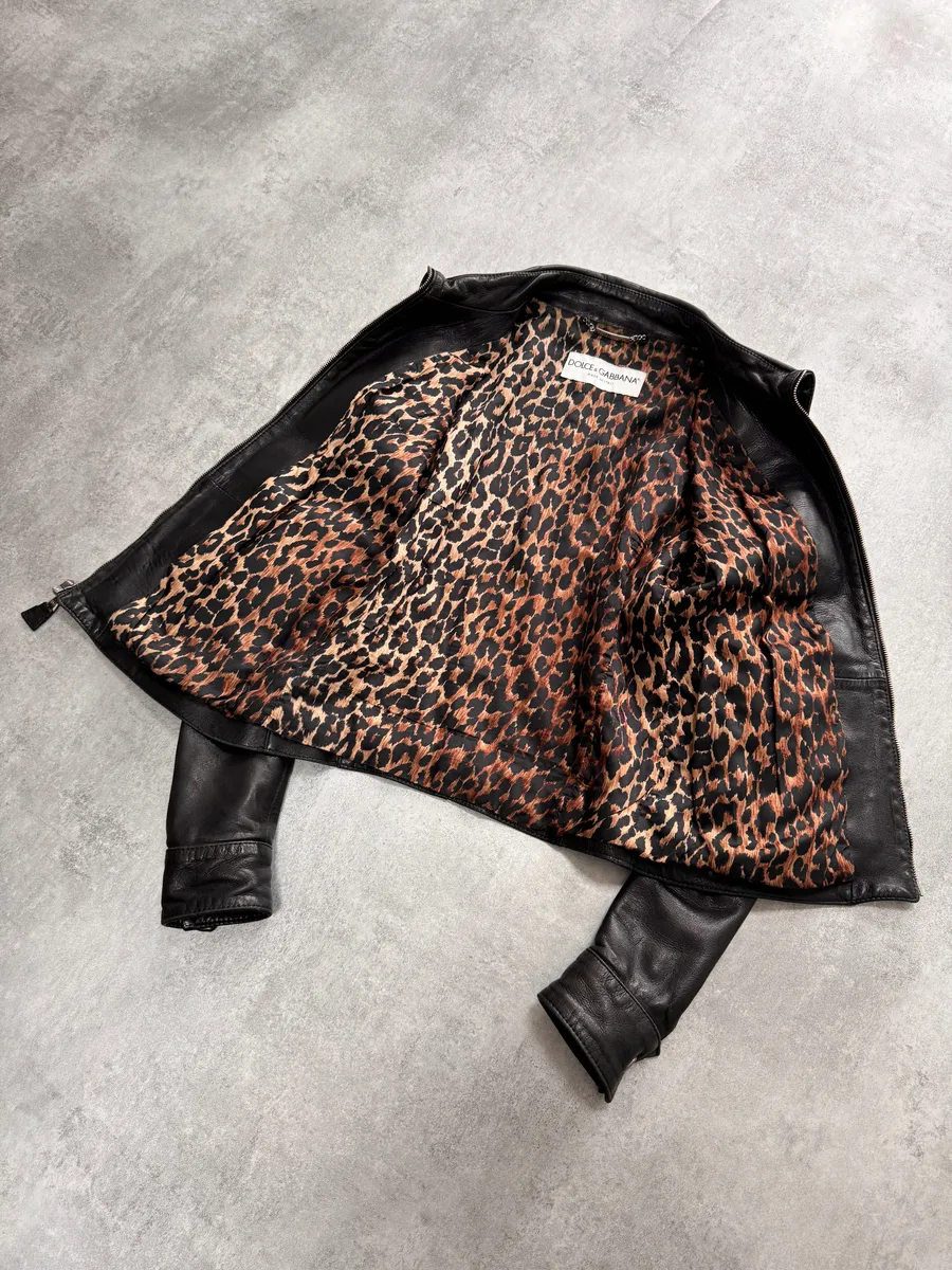 SS2002 Dolce & Gabbana Cargo Black Multi Zips Leather Jacket - Image 3