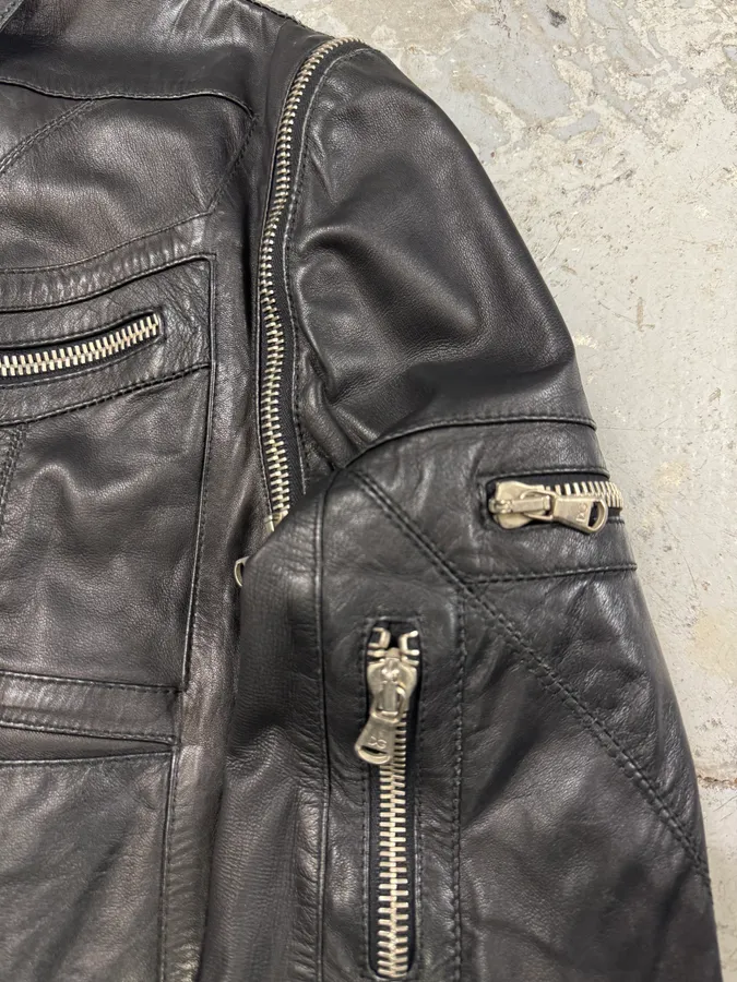 SS2002 Dolce & Gabbana Multi-Zip Cropped Leather Jacket - Image 6