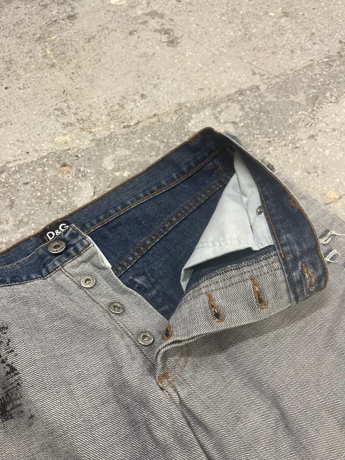 SS2002 Dolce & Gabbana Reversed Painted Effect Denim Jeans - Image 13