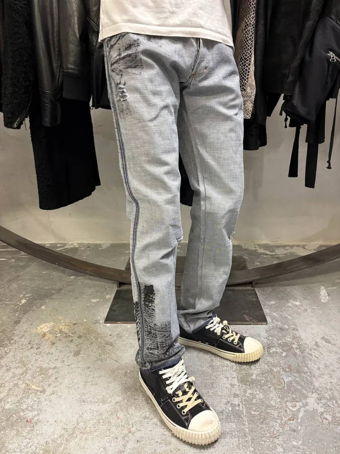 SS2002 Dolce & Gabbana Reversed Painted Effect Denim Jeans - Image 2