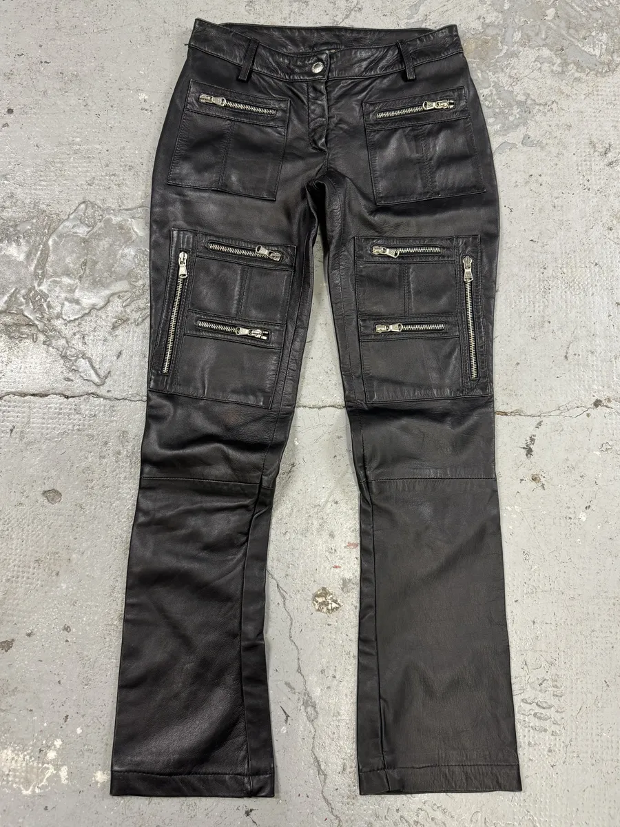SS2002 Dolce & Gabbana Zip Utility Black Leather Pants