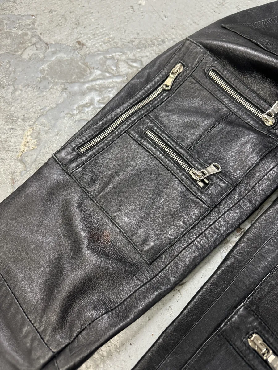 SS2002 Dolce & Gabbana Zip Utility Black Leather Pants - Image 8