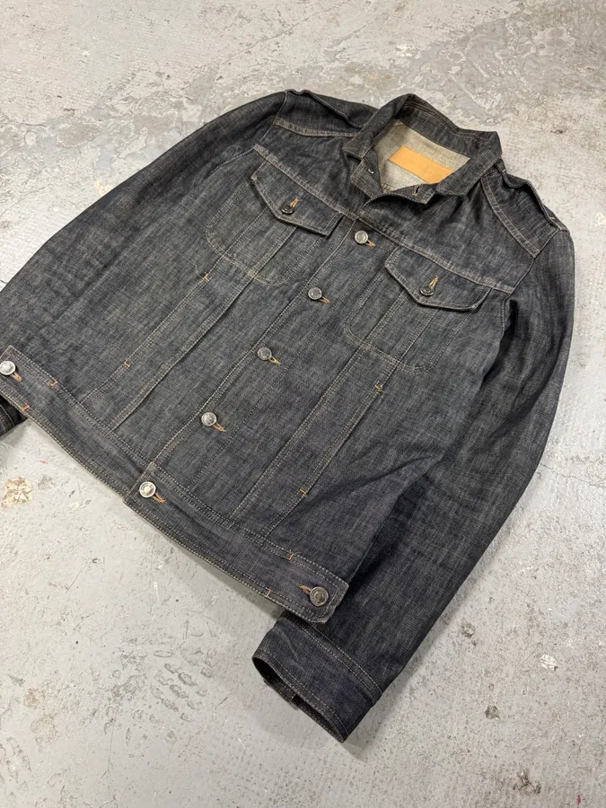 SS2002 Gucci Tom Ford Biker Raw Grey Denim Jacket - Image 5
