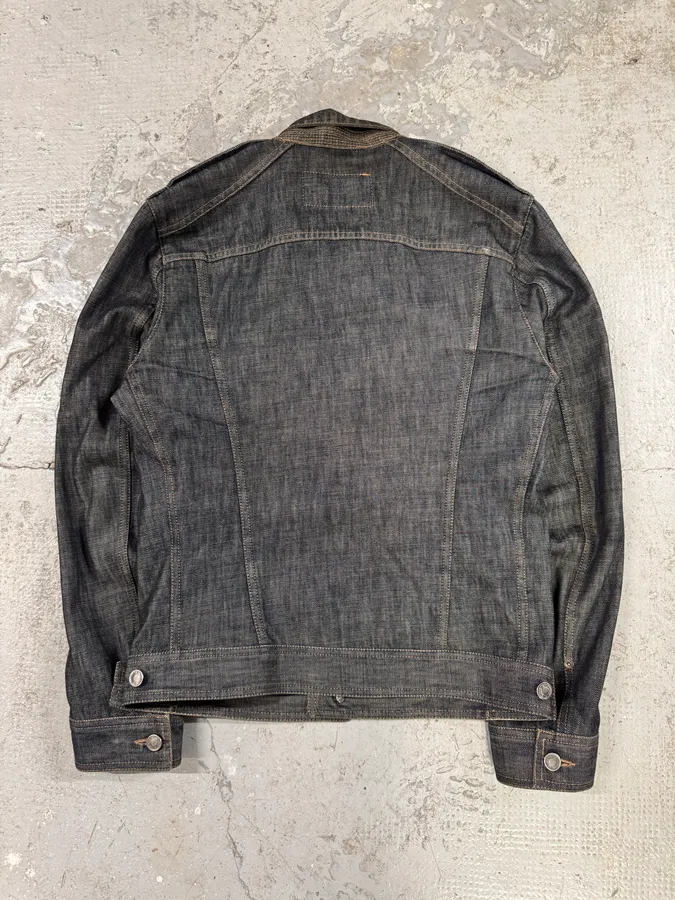 SS2002 Gucci Tom Ford Biker Raw Grey Denim Jacket - Image 7
